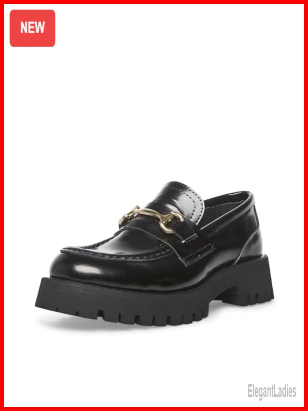 Vegan Leather Loafer with 1.5" Heel, 1" Platform, Block Heel, Pull-On